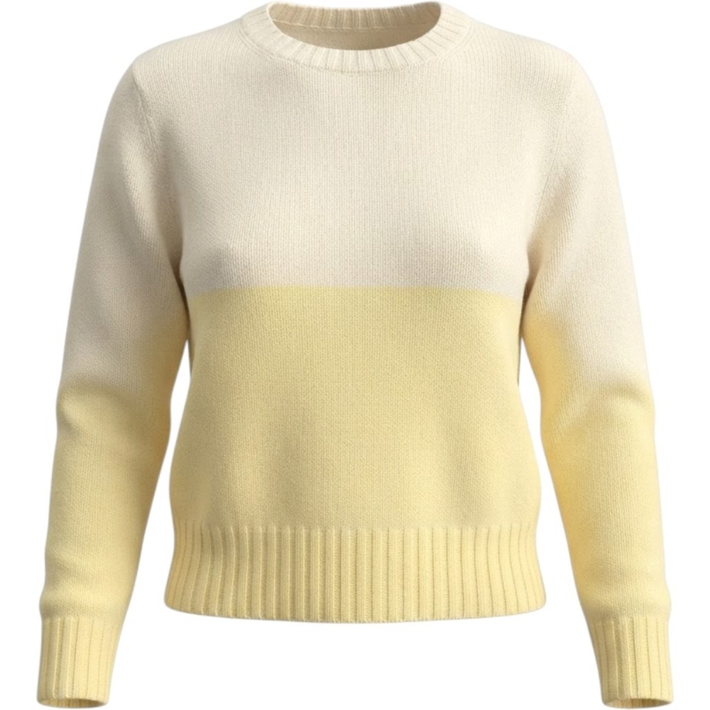 Polo Jeans Co Ralph Lauren Cotton Colorblock Sweater Cream Yellow Petite Large